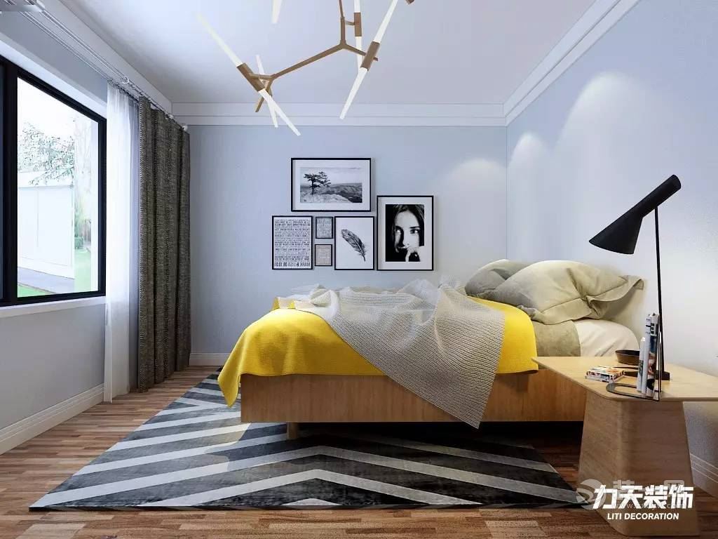 现代北欧简约主义卧室装修效果图