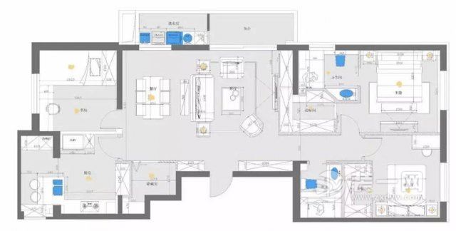 137平米三居室户型图