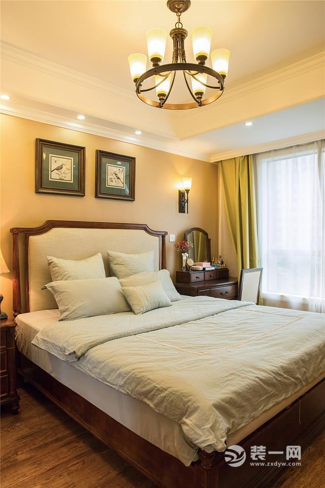 武汉融科天域122平米美式风格三居室卧室装修设计图