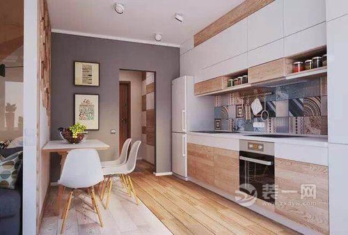 40平米现代简约风格装修案例厨房客厅图片