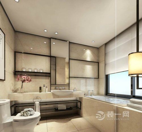 三居室新中式风格设计案例浴室图