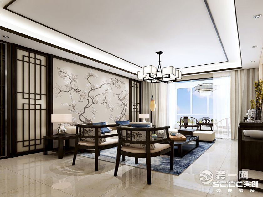 新中式风格150平米四居室装修效果图