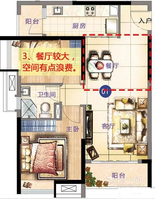 两房改三房案例 两房改三房户型图 78平米两室二厅一卫装修效果图