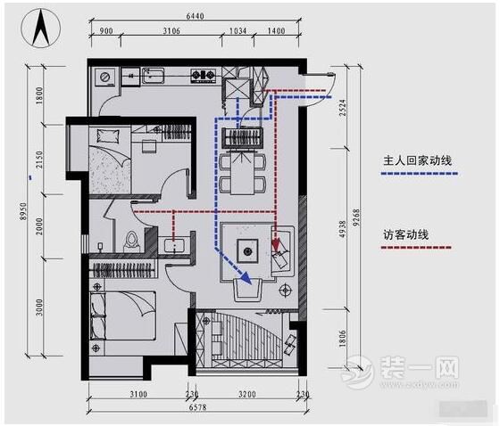 两房改三房案例 两房改三房户型图 78平米两室二厅一卫装修效果图