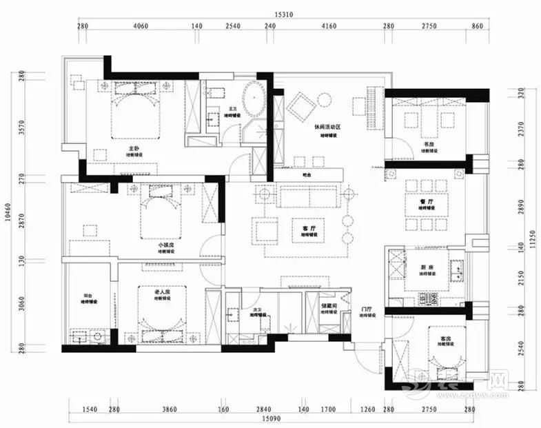 150平米四居室户型图