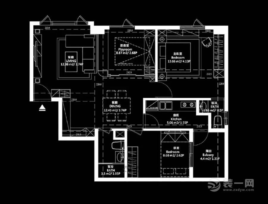 天津煦园新居80平米三居室户型图
