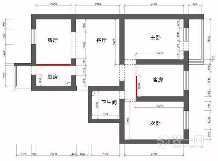 天津日华里100平米三居室拆改户型图