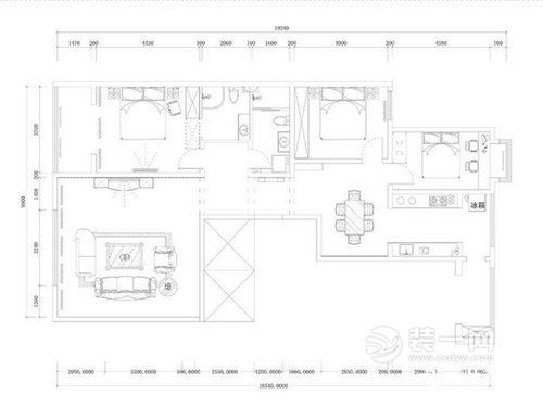 126平米三居室欧式风格装修案例户型图