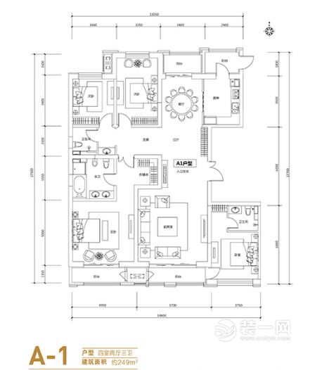 呼和浩特万正广场248平米A1户型图