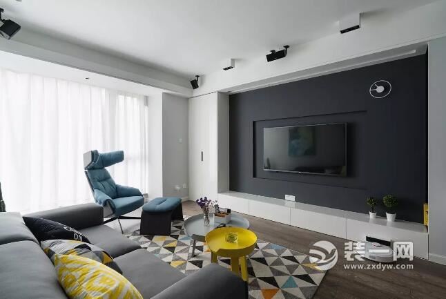 郑州91平时尚简约风格三居室客厅装修效果图
