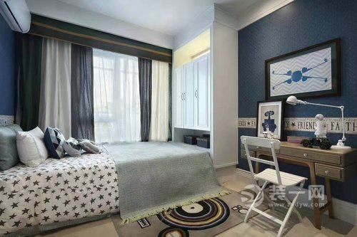 120平三居室现代美式混搭装修案例卧室图