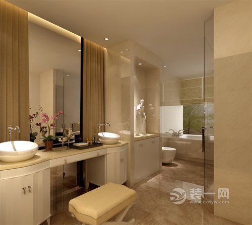 150平米三居室简欧风格装修效果图浴室图
