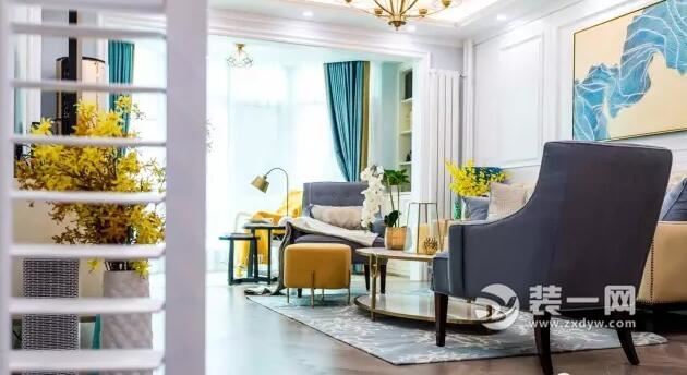 长沙120平浪漫美式风格三居室客厅装修效果图