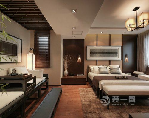 132平四居室东南亚风格装修案例卧室图
