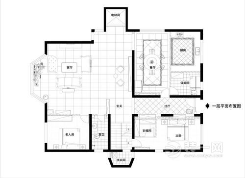 283平米六居室西式古典风装修案例户型图