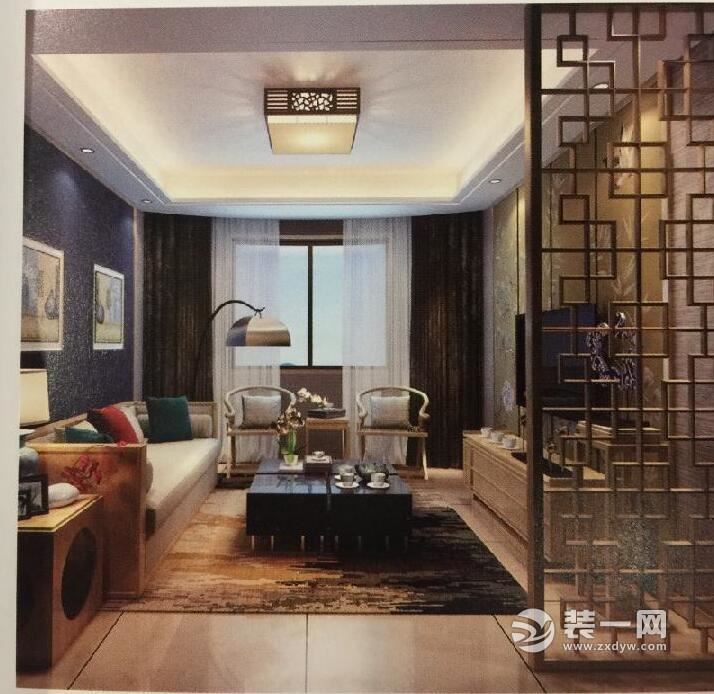 新中式风格客厅镂空隔断