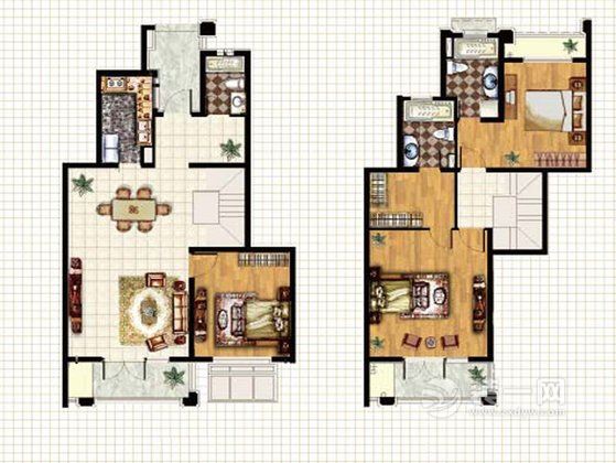 170平米三居室田园风格装修案例户型图