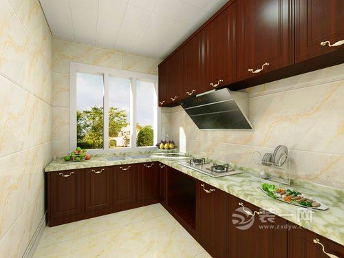 88平三居室中式古典装修案例厨房图