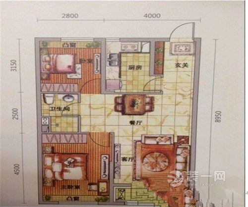 79平米二居室东南亚风格设计案例户型图