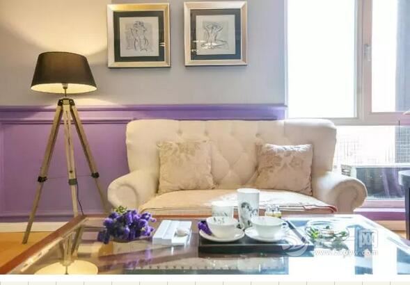 123平浪漫紫色三室一厅设计图片