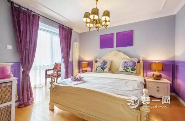 123平浪漫紫色三室一厅设计图片