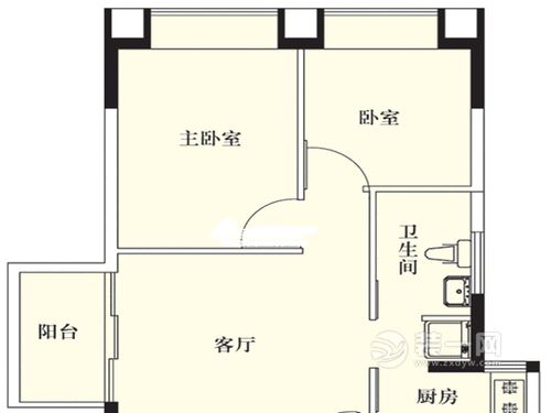 78平二居室中式古典风装修案例户型图