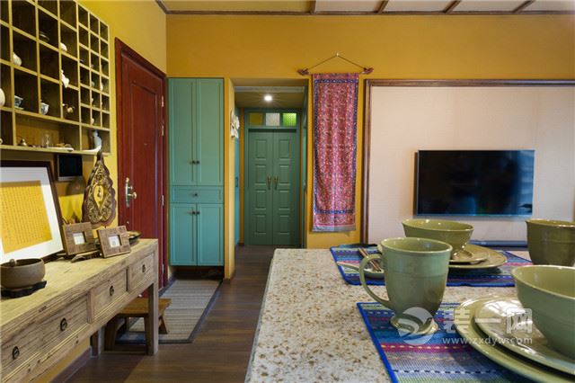 唐山时代花园一室一厅56平米东南亚风装修案例效果