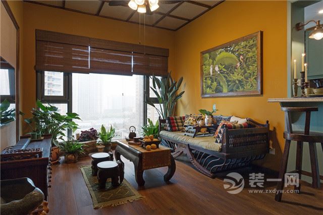 唐山时代花园一室一厅56平米东南亚风装修案例效果
