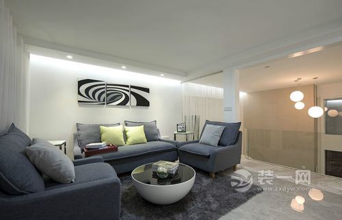 129平三居室现代简约风格装修效案例客厅图