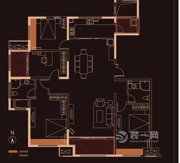 177平四居室中式风格设计户型图