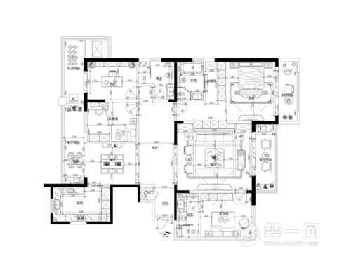 260平米四居室新古典风格案例户型图