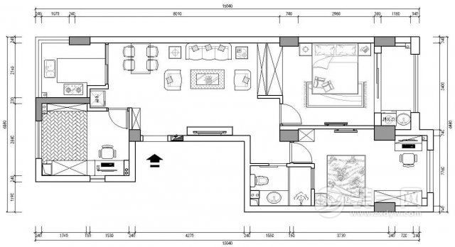 90平米三居室户型图