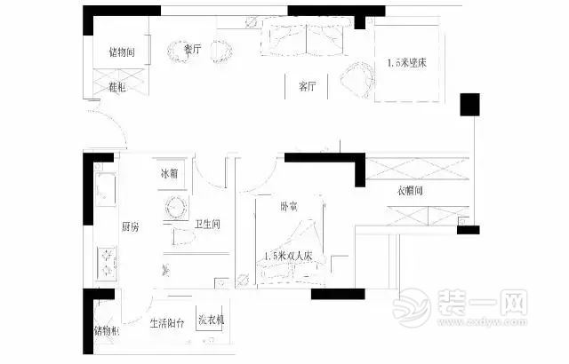 58平米小户型装修户型图