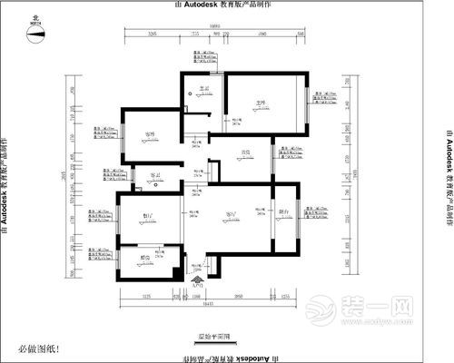 139平米三居室简约中式风装修设计案例户型图