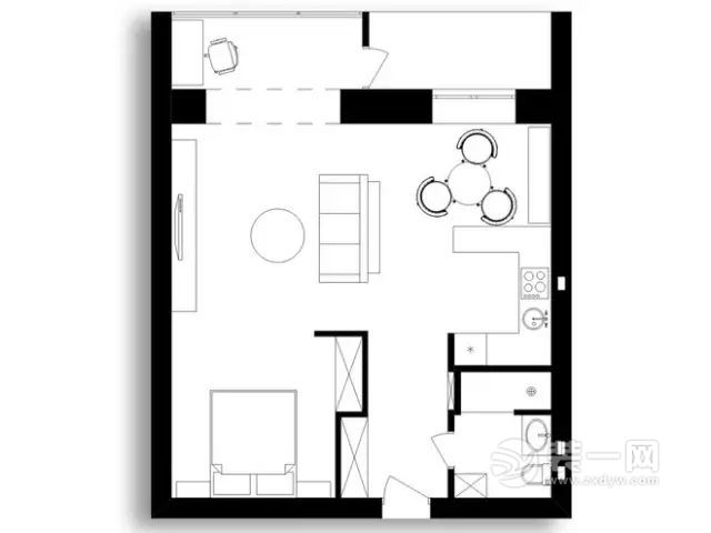 50平米单身公寓户型图