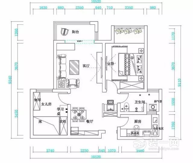 90平米欧式风格装修效果图