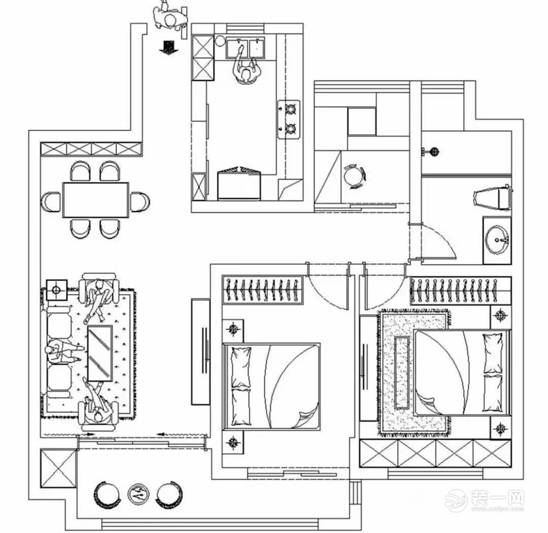 83平米两居室户型图