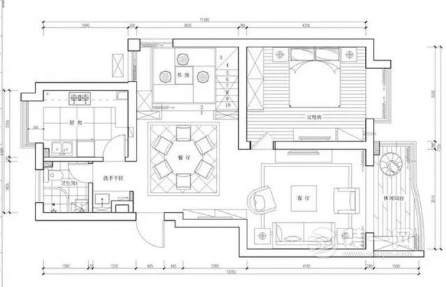 160平米一楼平面户型图