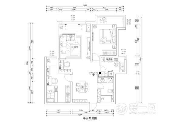 70平米小户型现代简约风格装修户型图