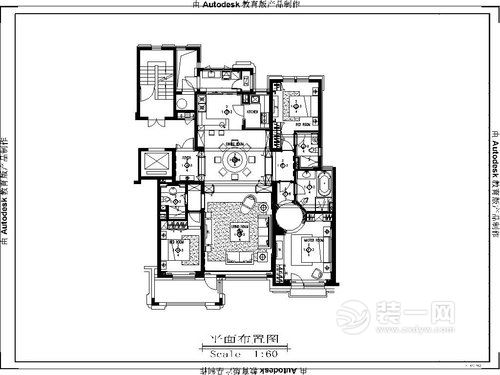 188平米中式古典风格装修效果图户型图