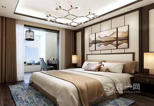 150平四居室新中式风格设计效果图卧室