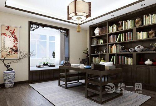 150平四居室新中式风格设计效果图书房