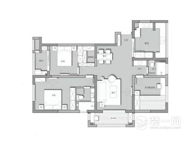 天津海德公寓130平米三居室户型图
