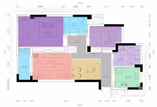 89平米三居室平面布置图