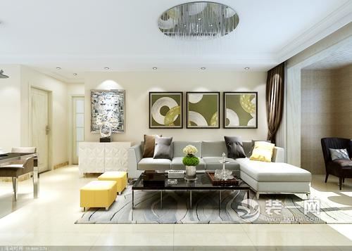 124平三居室现代简约风格设计案例客厅图