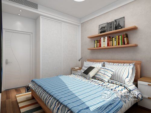 106平米现代简约风格装修案例卧室图