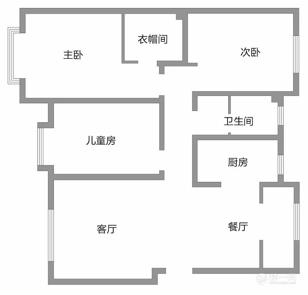 天津宜禾红橡公园二期127平米三居室原始户型图