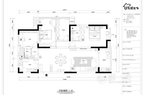 10平三居室中式风格装修案例户型图