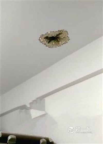 天花板被楼上装修砸出一个洞
