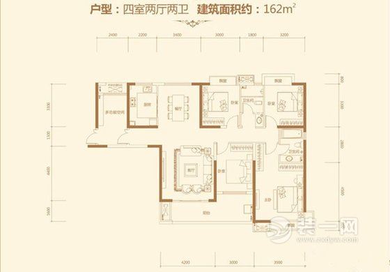 日韩风四居室装修户型图